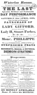 Poster used by Phillippe during his Edinburgh engagement
in 1838, featuring “The Infernal Bottle.” From the Harry Houdini
Collection.