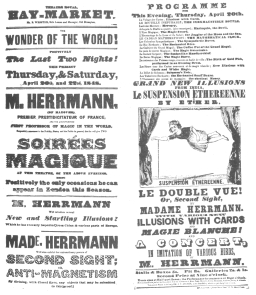 A Herrmann programme dated April, 1848, showing that
Herrmann presented the inexhaustible bottle two months before
Robert-Houdin appeared in London.