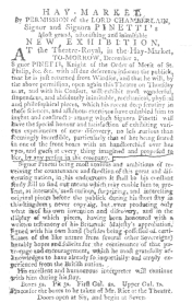 Clipping from the London Post, December 1st, 1784, in
which Pinetti featured second sight. From the Harry Houdini Collection.