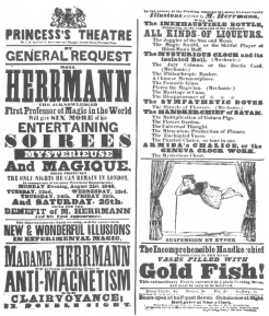 A Compars Herrmann programme of 1848 in which suspension
is featured. From the Harry Houdini Collection.