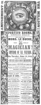 Reproduction of a rare Buck handbill, dated 1844. From
the Harry Houdini Collection.