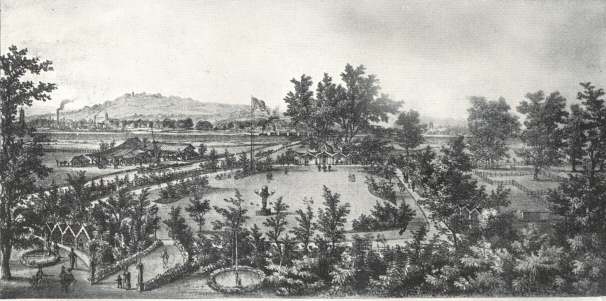 New Globe Tavern Pleasure-Grounds.  From a lithograph after H.
M. Whichelo, circa 1846