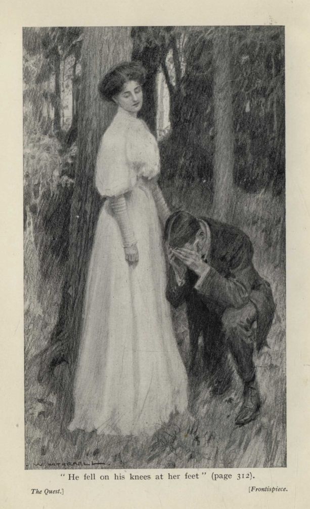 "He fell on his knees at her feet" (Page 312).