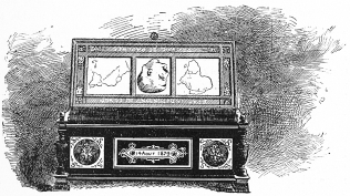 A CASKET, THE GIFT OF KING LEOPOLD II., KING OF THE BELGIANS, CONTAINING THE STAR OF AFRICA, AND THE STAR OF SERVICE. A CASKET, THE GIFT OF KING LEOPOLD II., KING OF THE BELGIANS, CONTAINING THE STAR OF AFRICA, AND THE STAR OF SERVICE.