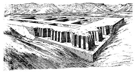 Vue perspective du tombeau de Negadah
