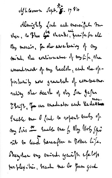 Page of Prayer in Dr. Johnson’s Autograph