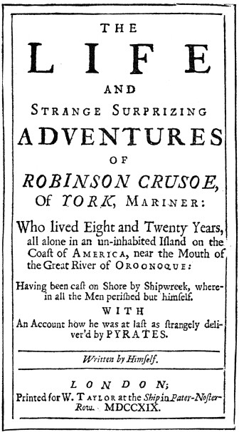 Title of “Robinson Crusoe.” First Edition