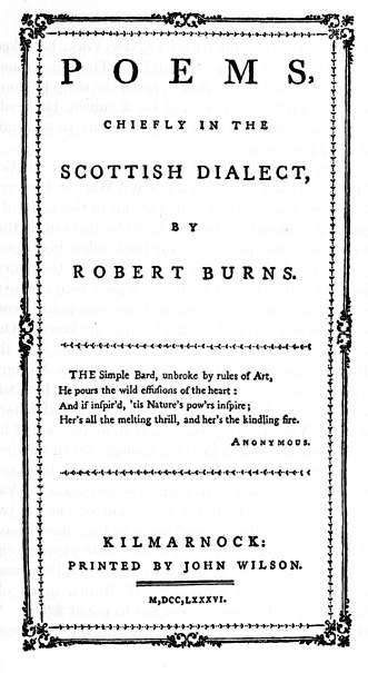 Title of the Kilmarnock Edition of Burns’s Poems