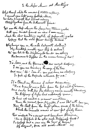 Autograph MS. of a Poem by Keats—“To the Misses M—— at
Hastings