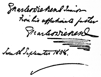 Inscription to Charles Dickens, Junior, from Charles
Dickens