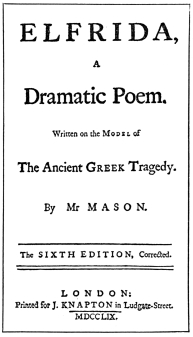 Title of Mason’s “Elfrida.” First Edition