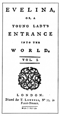 Title of Miss Burney’s “Evelina.” First Edition