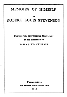 Title of Stevenson’s “Memoirs of Himself”