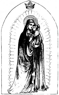 Mary and Baby Jesus under a crown