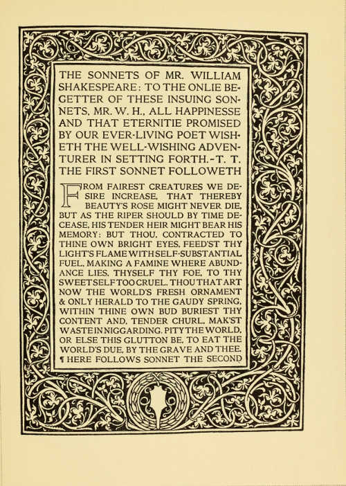 RICCARDI PRESS: PAGE FROM 'SONNETS OF SHAKESPEARE'