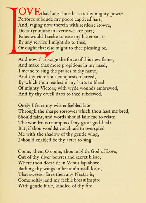 PAGE FROM EDMUND SPENSER'S 'FOUR HYMNS ON EARTHLY AND HEAVENLY LOVE
AND BEAUTY'