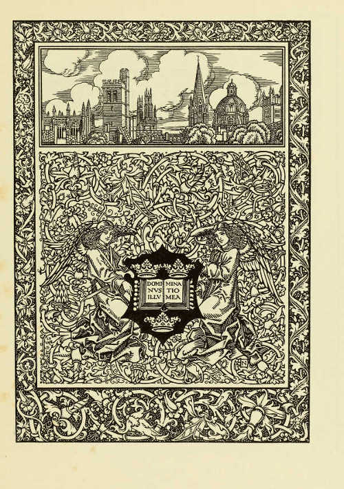 FRONTISPIECE TO AYMER VALLANCE'S “OLD COLLEGES OF
OXFORD” DESIGNED BY HAROLD NELSON FROM SUGGESTIONS BY AYMER VALLANCE
PUBLISHED BY MESSRS. B. T. BATSFORD LTD.