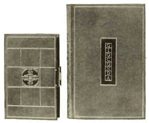 BOOKBINDINGS IN LEATHER, WITH GOLD TOOLING. DESIGNED BY
PROF. JOH. VINCENZ CISSARZ, EXECUTED BY GUSTAV FRÖLICH