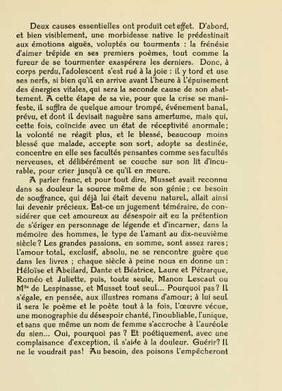 PAGE FROM A. DE MUSSET'S “LES NUITS” (JULES MEYNIAL,
PARIS). PRINTED IN TYPE DESIGNED BY ADOLPHE GIRALDON CAST BY LA MAISON
DEBERNY