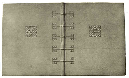 BOOKBINDING IN BUCKSKIN, WITH INLAY AND TOOLING.
DESIGNED BY PROF. JOSEF HOFFMANN EXECUTED BY THE WIENER WERKSTAETTE