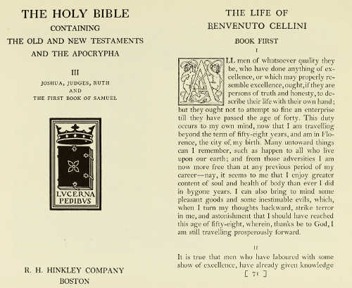 MERRYMOUNT PRESS: TITLE AND OPENING PAGES PRINTED IN THE
“MERRYMOUNT” TYPE DESIGNED BY BERTRAM GROSVENOR GOODHUE