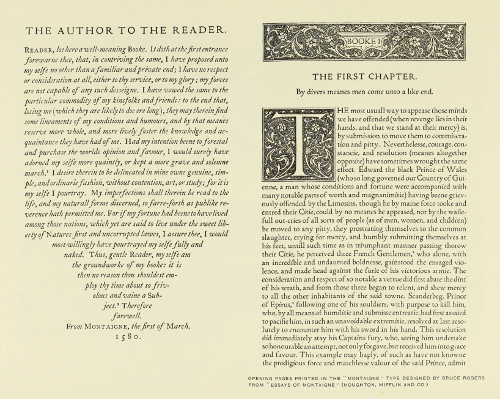 OPENING PAGES PRINTED IN THE “MONTAIGNE” TYPE DESIGNED
BY BRUCE ROGERS FROM “ESSAYS OF MONTAIGNE” (HOUGHTON, MIFFLIN AND CO.)