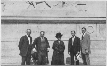 GENERAL AND MRS. RICIOTTO GARIBALDI AT THE FOOT OF HIS
FATHER’S MONUMENT IN ROME
“It is just like you Americans—you go to work to make your dreams come
true.”