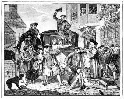 A RESCUE; OR, THE TARS TRIUMPHANT,” SHOWING PEACE
OFFICERS IN 1768.

(After the Picture by R. Collett.)