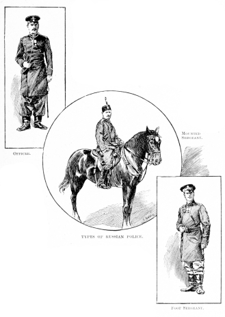 TYPES OF RUSSIAN POLICE.

Officer.
Mounted Sergeant.
Foot Sergeant.