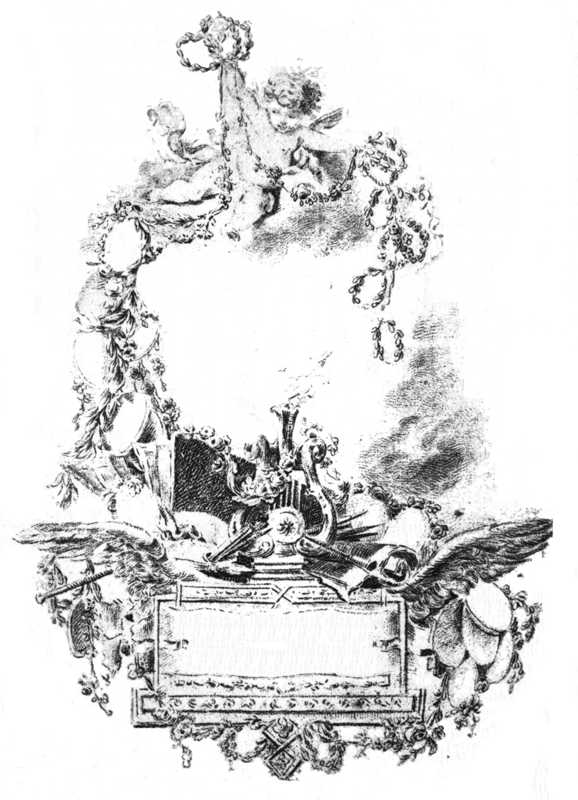 A drawing by Choffard for the tail-piece in “Les métamorphoses d’Ovide,” 1767-1771 edition. Reduced.