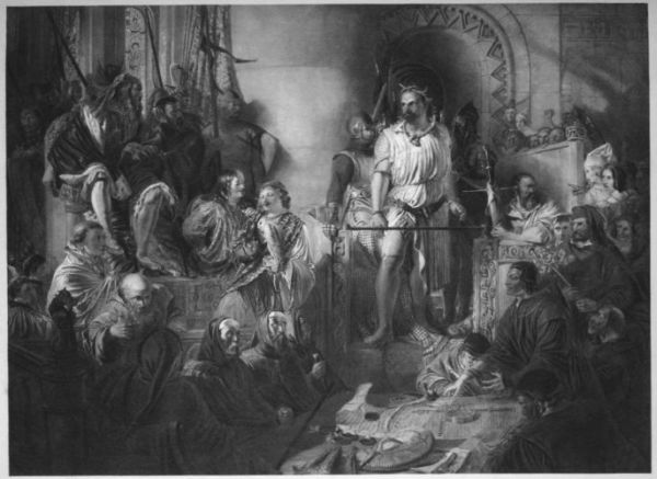 From the picture by Daniel Maclise, R.A. in the Guildhall Gallery