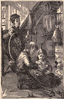 children playing in attic with woman looking on