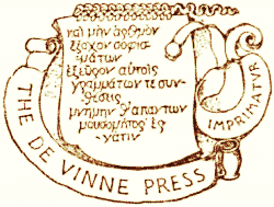 The De Vinne Press Imprimatur