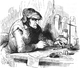 The miser counting his gold and silver