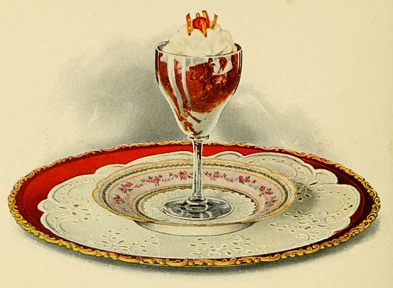 served in goblet with whipped cream and a cherry