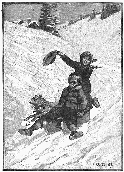 Children and dog sledding