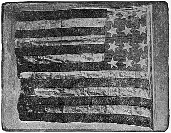 flag flying left 12 stars; 13 stripes