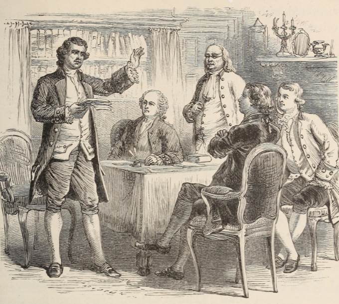 Jefferson reading the Declaration in Committee.