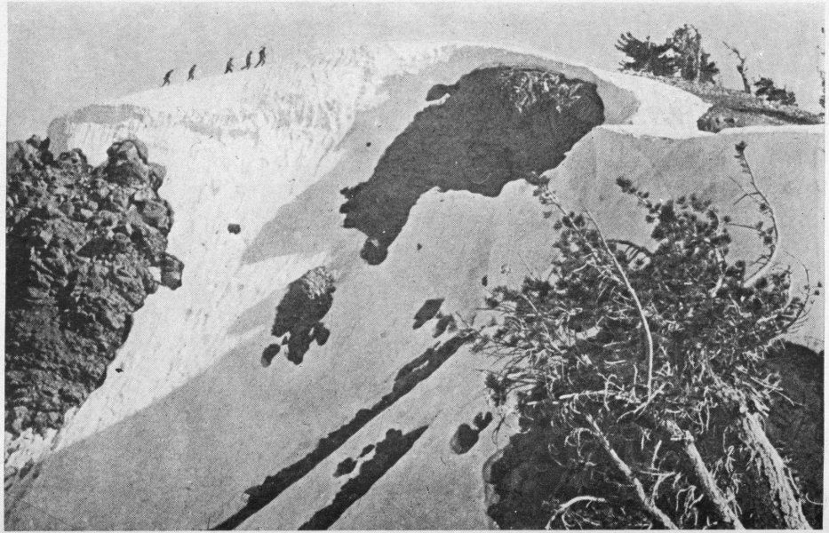 The Boys Walking on the Snow Cornice of Garfield Peak. (Enlarged from a Movie)