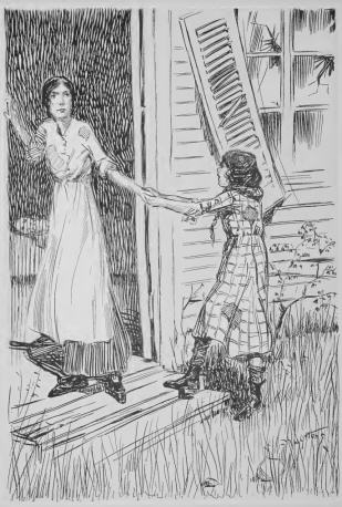 There was Paralee, dragging a gaunt woman to the door.
“Tell ’em to ’light, ma, and come in,”
she begged