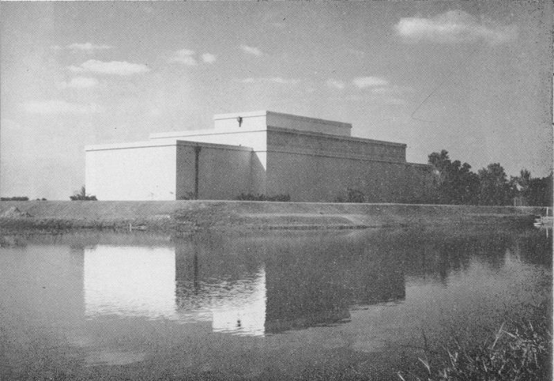 Museum building and pond