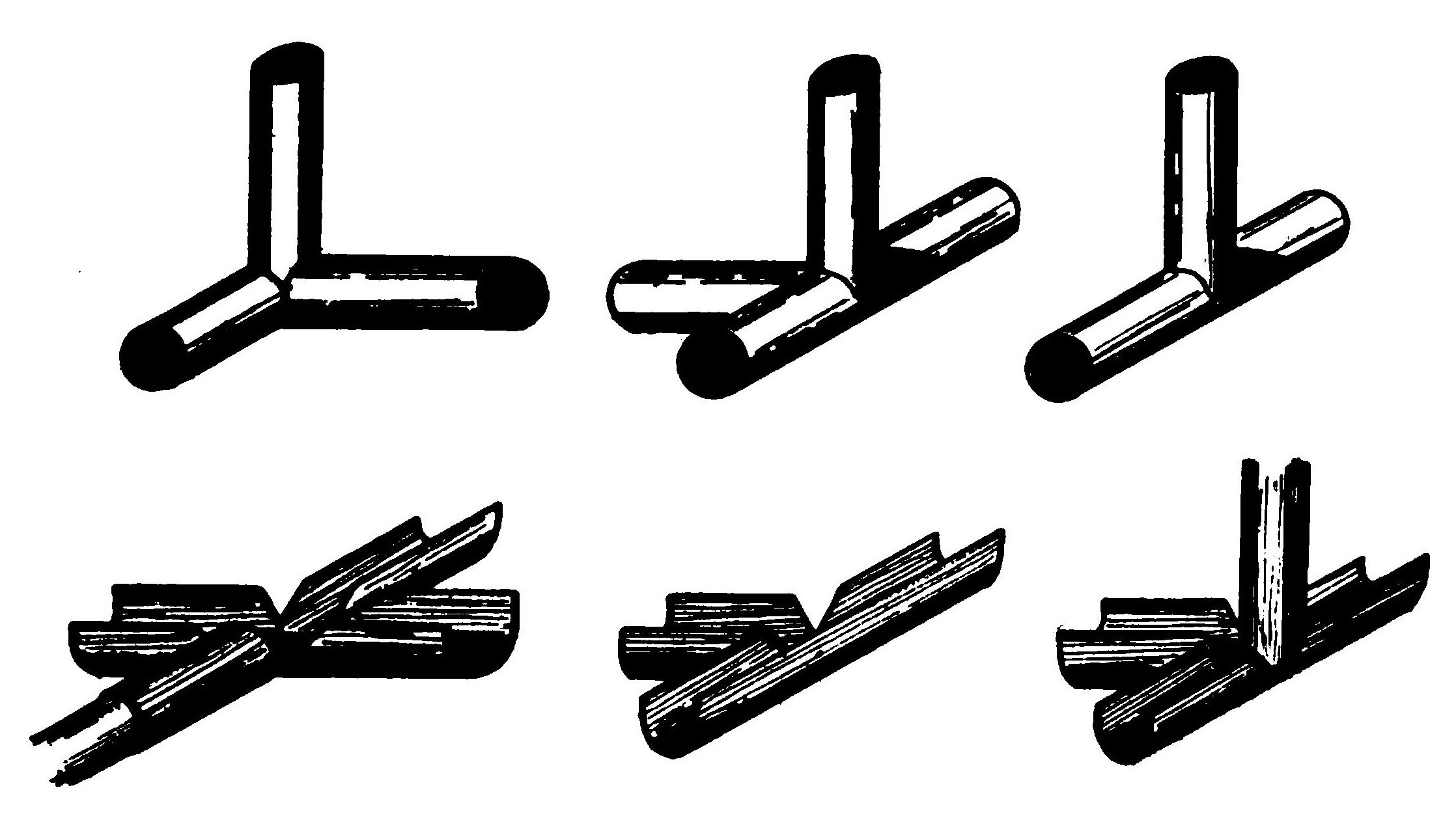 FIG. 34. Method of forming sockets for joining struts, etc., by cutting from sheet metal.