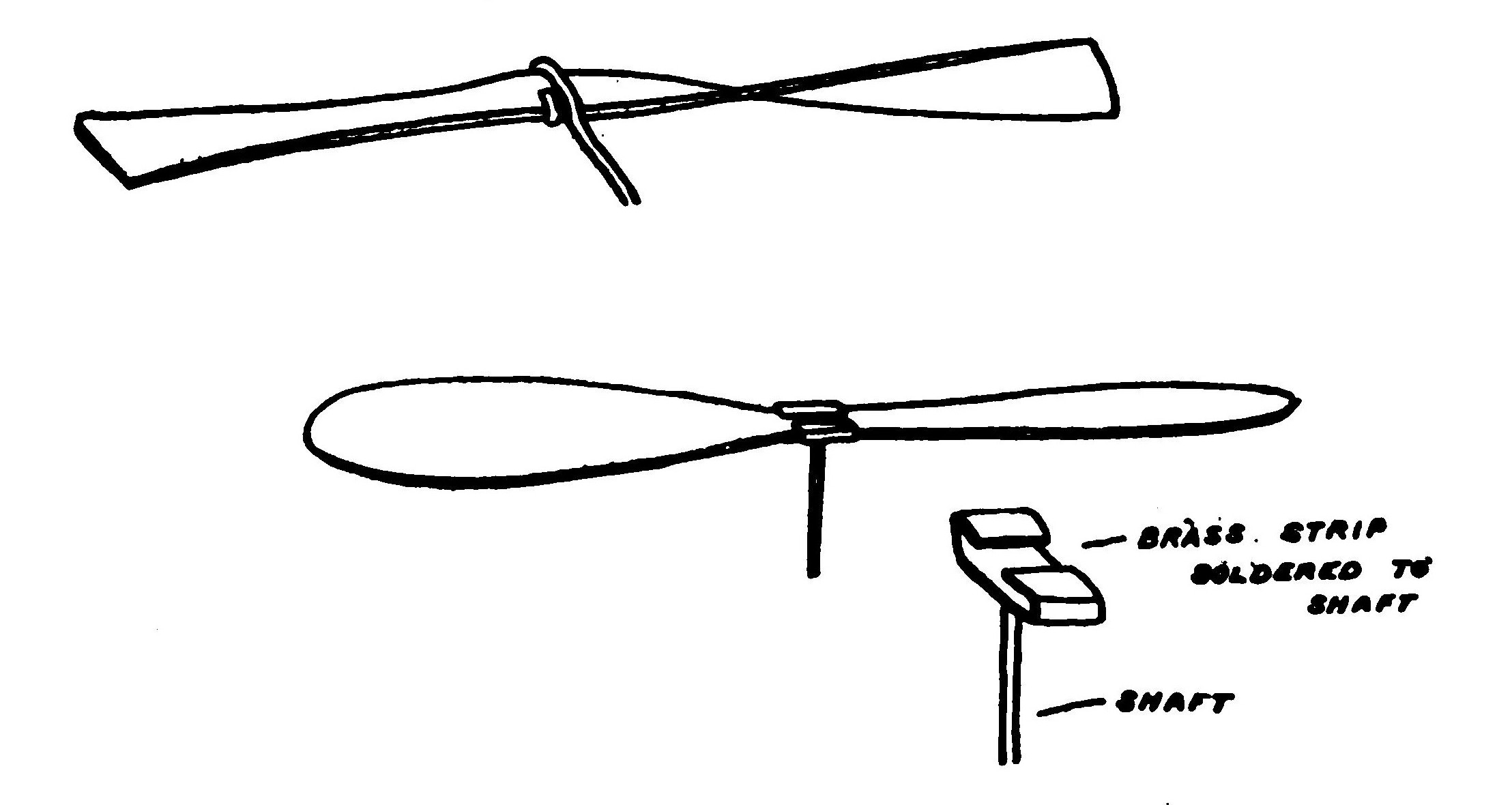 FIG. 35. Bent wood propellers and the methods of fastening them to the shaft.