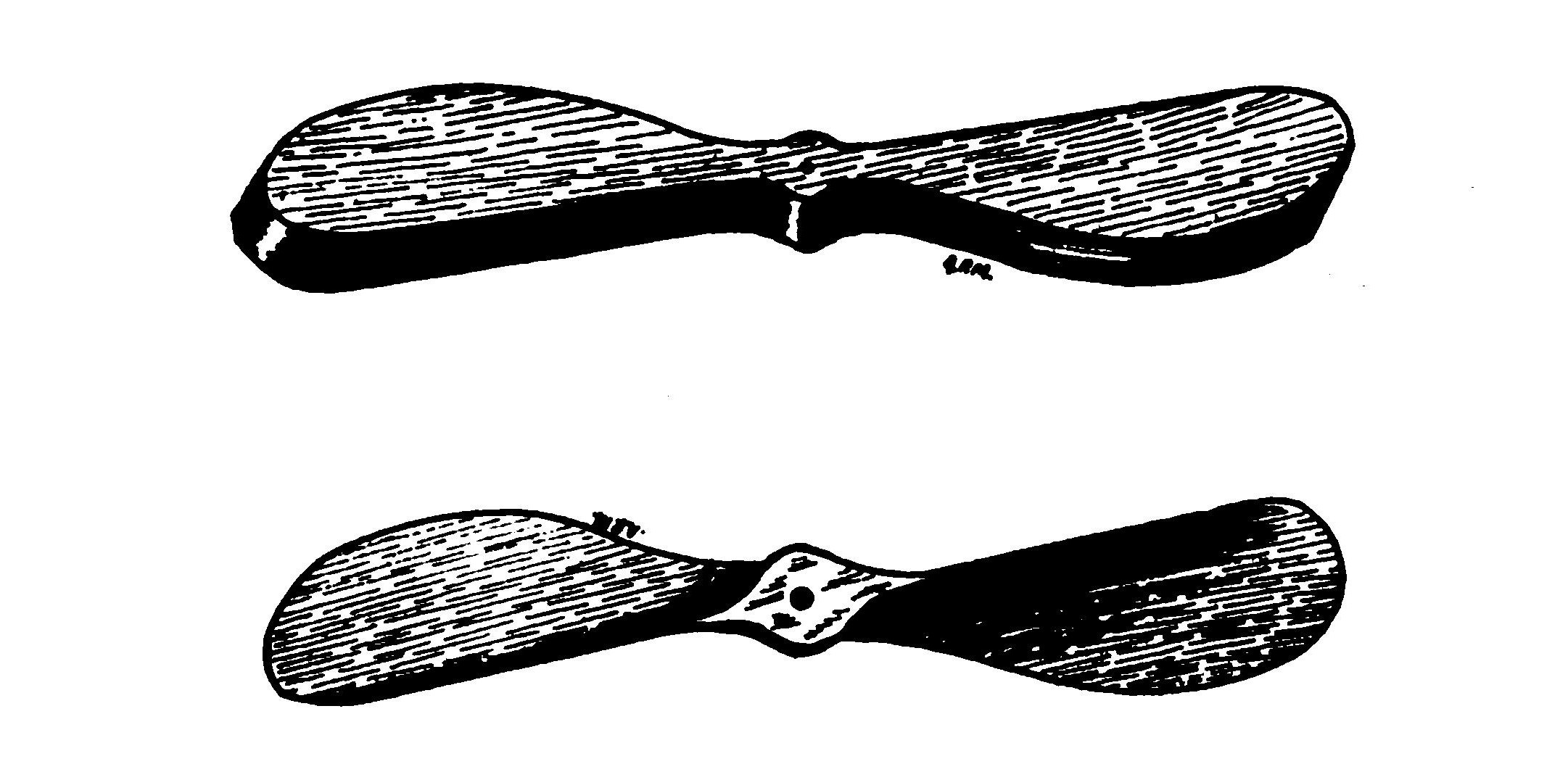 FIG. 36. Propeller blank (top). Carved propeller (bottom).