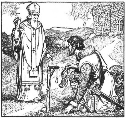 [An illustration showing a Prince with gallows for a mouse being addressed by a bishop.]