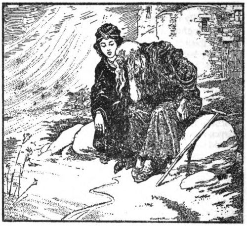[An illustration showing a young woman sitting on rocks with and consoling an elderly person.]