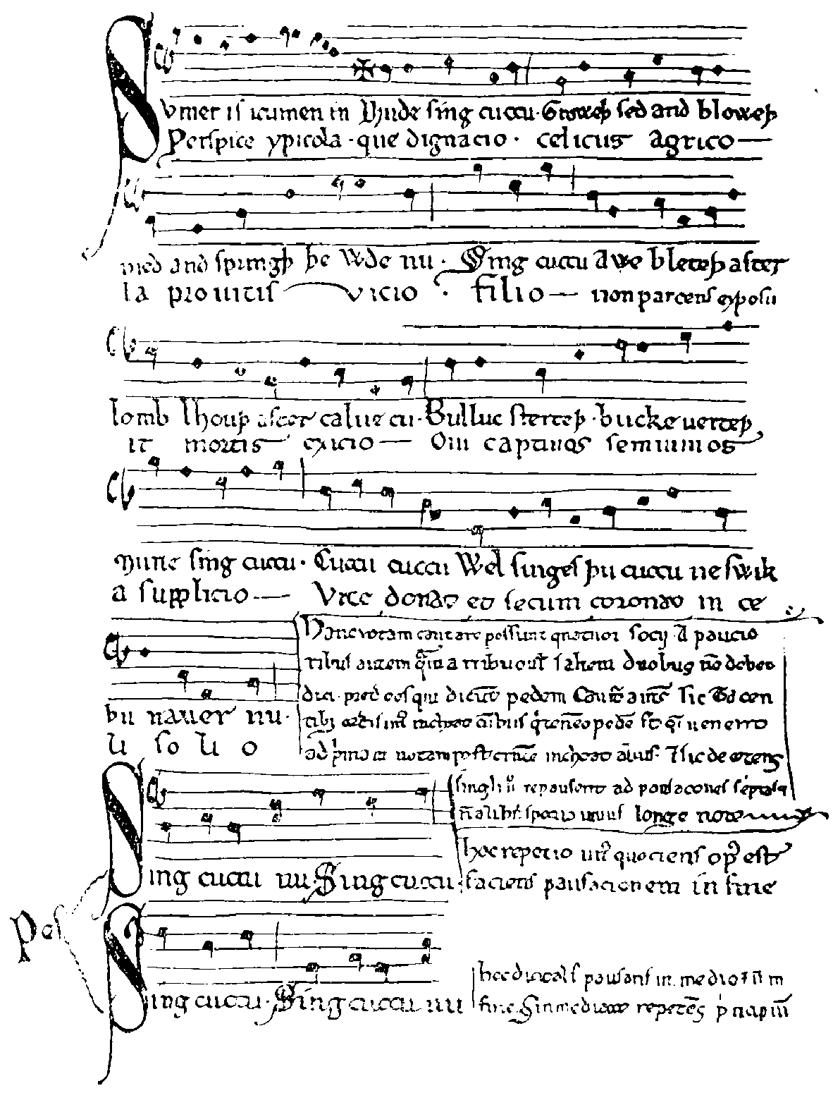 Manuscript of original song in archaic notation.