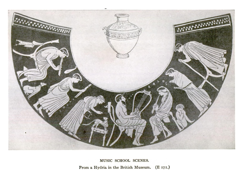 MUSIC SCHOOL SCENES. From a Hydria in the British Museum.  (E 171.)