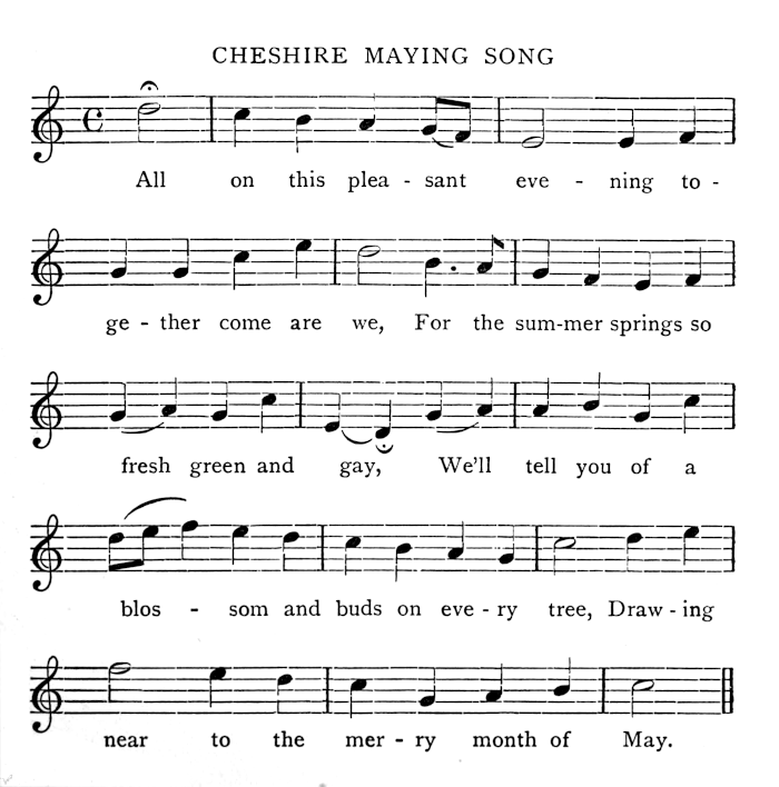 Musical score for Cheshire Maying Song
