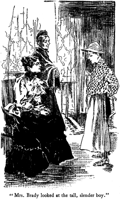 [Illustration: Mrs. Brady looked at the tall, slender boy.]